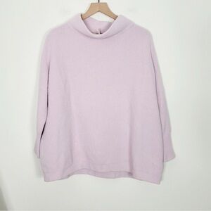 Free people pink high neck long sleeve oversized pullover sweater